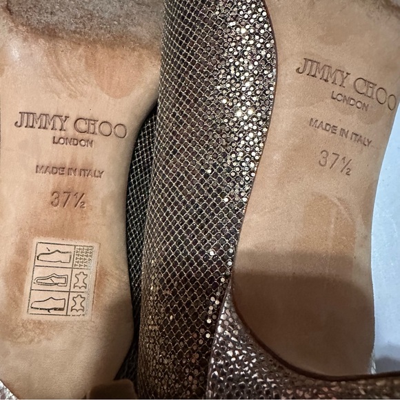 Jimmy Choo Isabel Glitter metallic peep toe pump heels – Size 37.5 - Picture 12 of 13